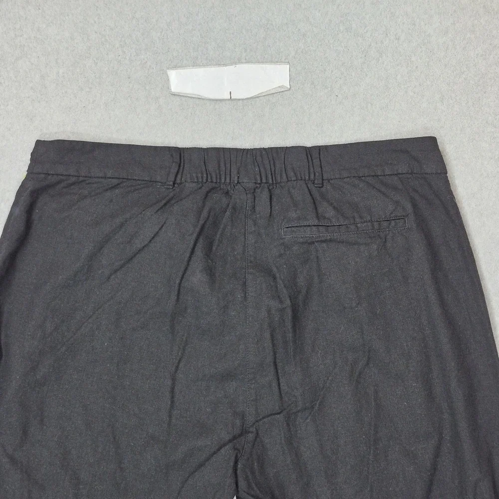 Old Navy Women Pants XL Black Linen Viscose Dress Pants Tailored Full